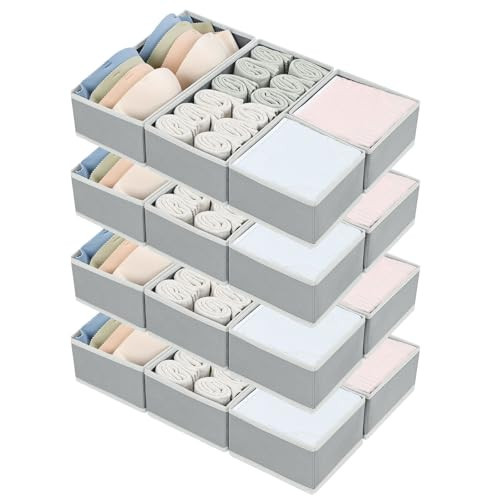 DIMJ drawer organizers for clothing, 16 Pack, Gray | Amazon (US)
