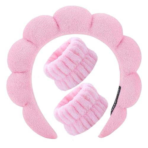 KYHYFJMD Spa Headbands for Washing Face Soft Puffy Bubble Headbands Wristband for Women Girls Makeup Skin Care Facial Beauty Shower Towel Hairband | Amazon (US)