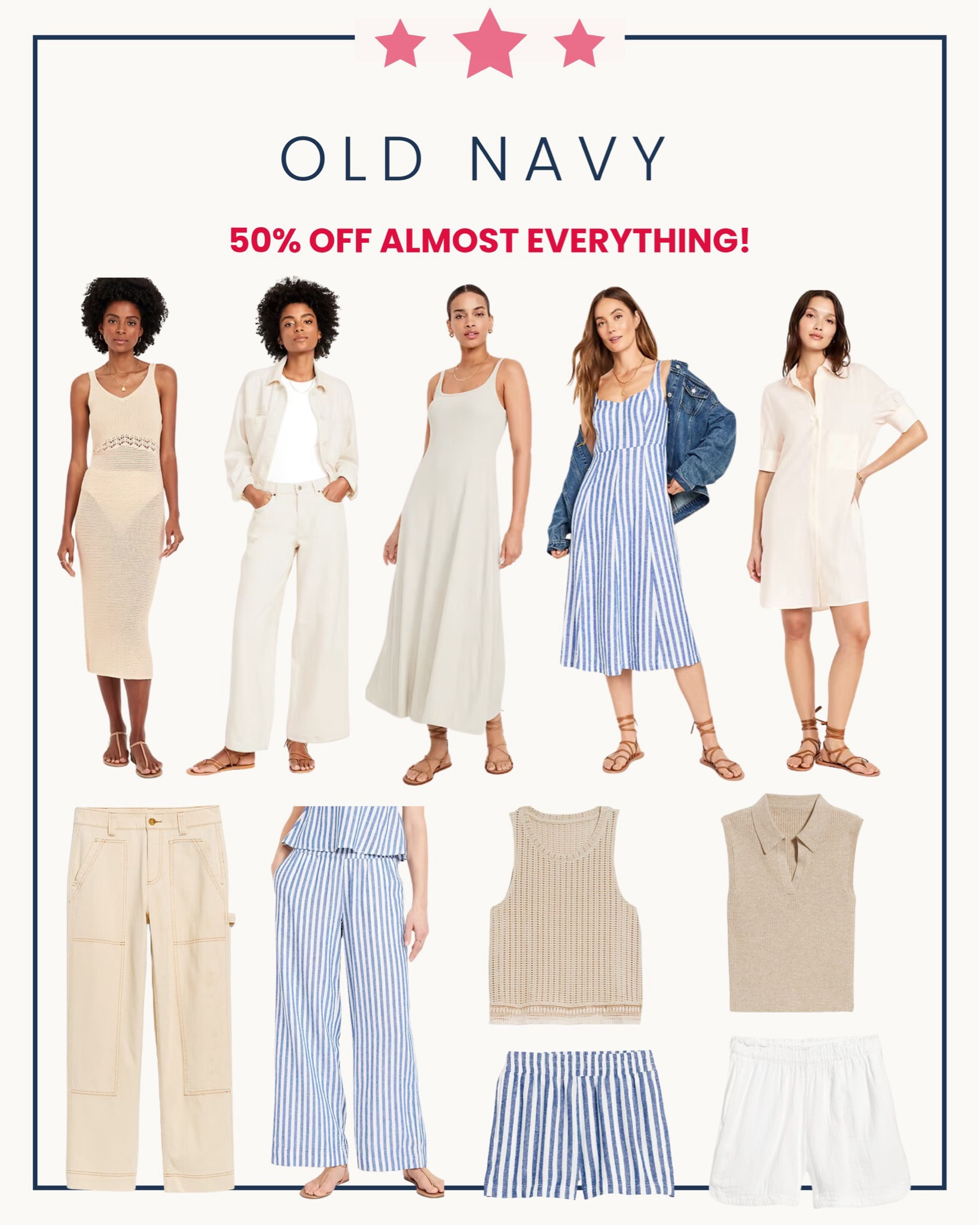 50% off at Old Navy for Memorial Day!! Stock up on staple summer pieces 🙌🏼🙌🏼

#LTKFindsUnder50 #LTKSaleAlert #LTKSeasonal