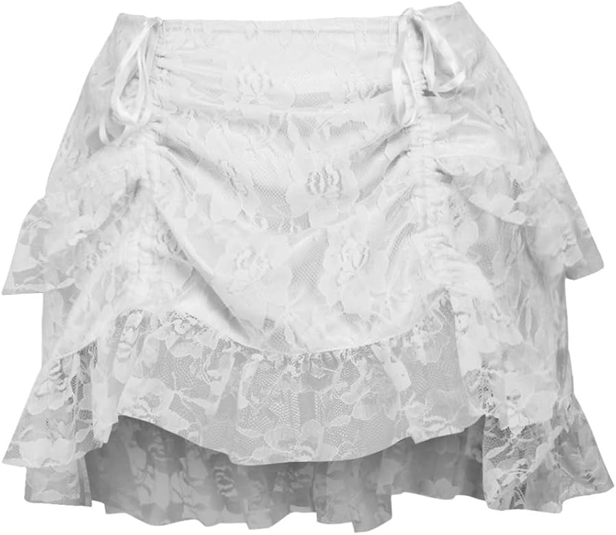 Daisy corsets Women's White Lace Ruched Bustle Skirt | Amazon (US)