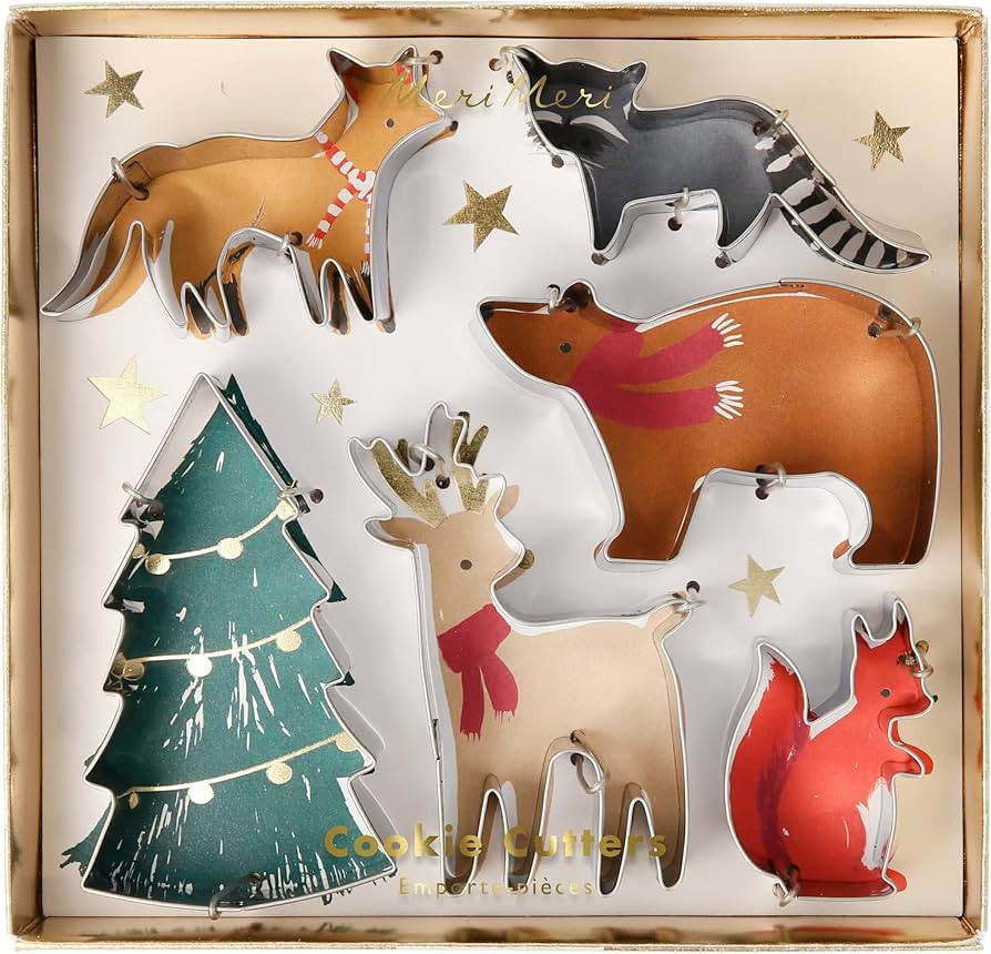 Meri Meri Christmas Motif Cookie Cutters (Pack of 6), 5.6" x 5.4" Christmas Cookie Cutters, Stain... | Amazon (US)