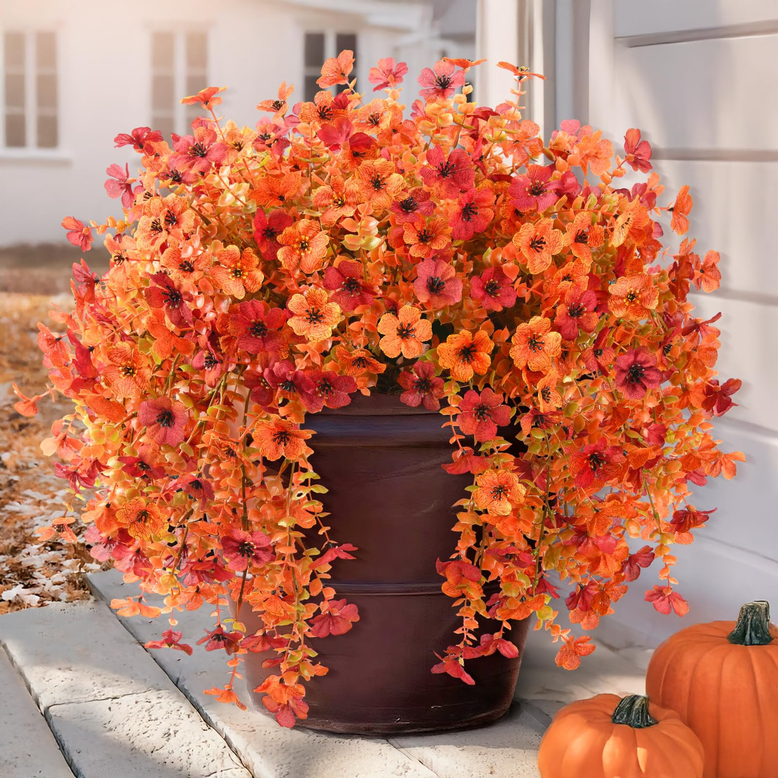 Artificial Fall Flowers for Outdoors, 2PCS Silk Fake Flowers Realistic Daisy Mums UV Resistant Po... | Amazon (US)