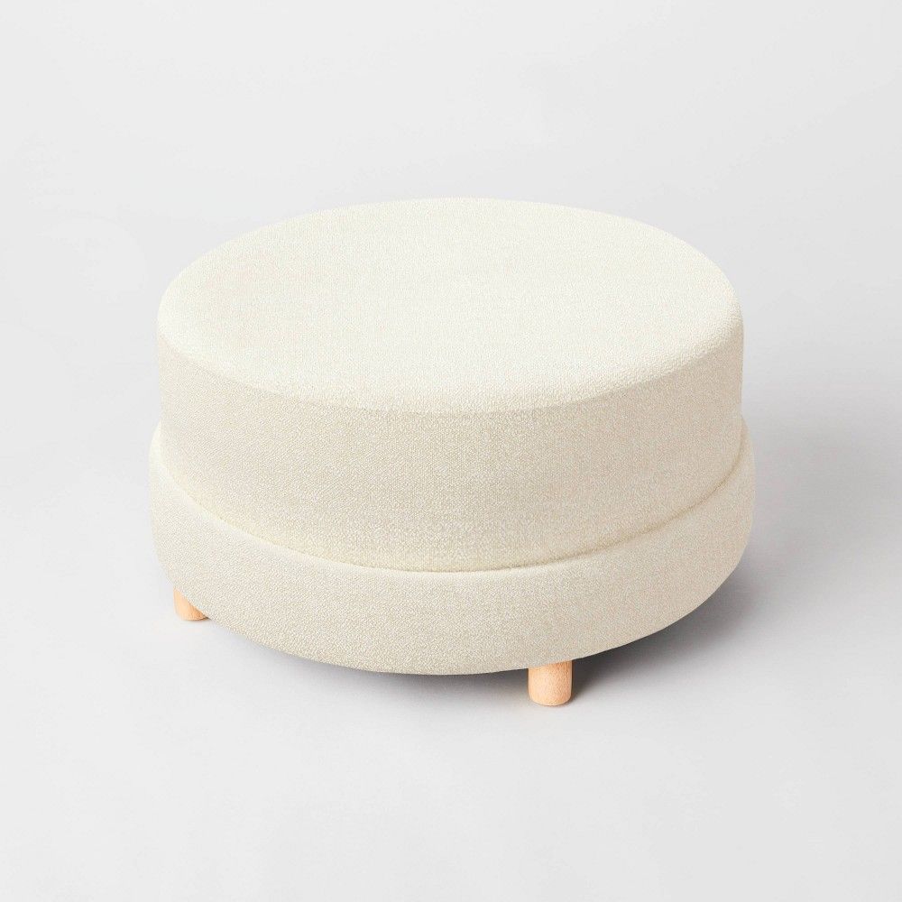 Wilmington Upholstered Round Ottoman Cream Boucle (KD) - Threshold™ designed with Studio McGee | Target