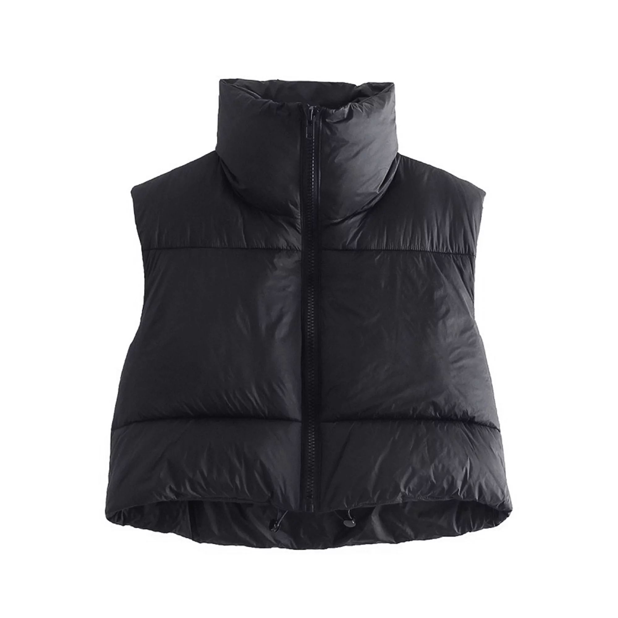 wsevypo Women Y2K Winter Crop Puffer Vest Warm Lightweight Sleeveless Down Jacket Full-Zip Stand ... | Walmart (US)
