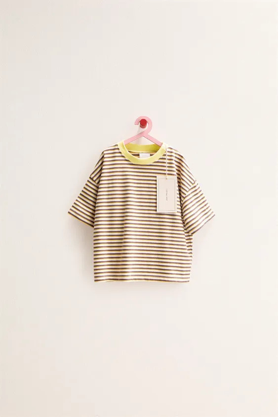 ZARA TIMELESS - T-SHIRT RAYURES COL CONTRASTANT | Zara US