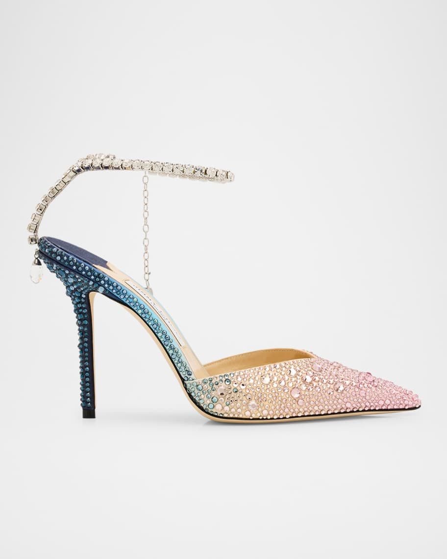 Jimmy Choo Saeda Ombre Crystal Ankle-Strap Pumps | Neiman Marcus