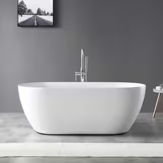 Home Decorators Collection Aldrich 59 in. Acrylic Flat Bottom Non-Whirlpool Bathtub in White GBBA... | The Home Depot