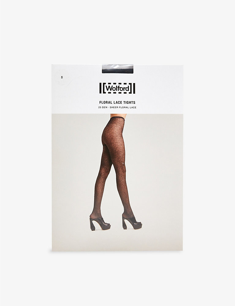 Floral-lace stretch-woven 25-denier tights | Selfridges