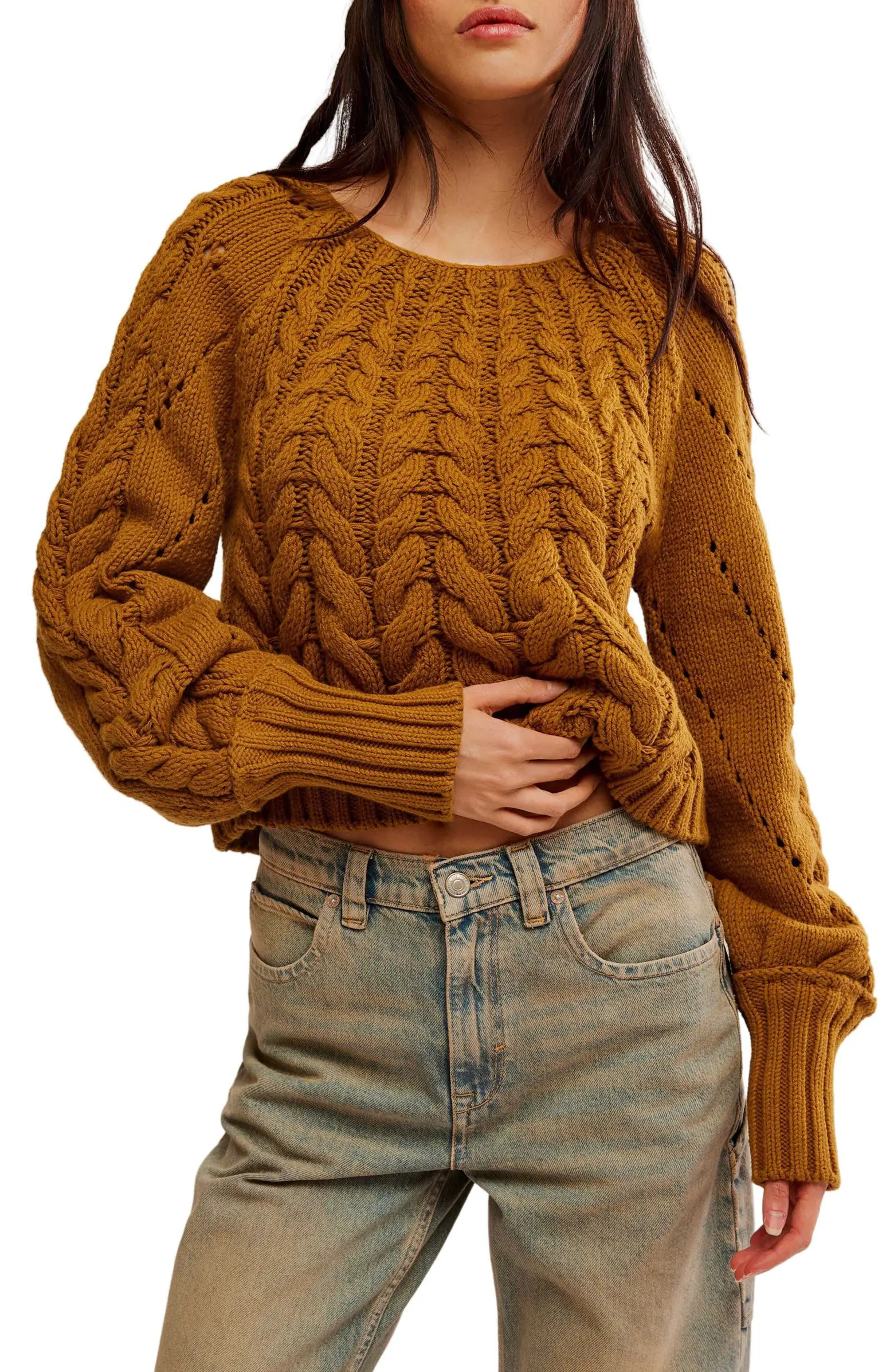 Free People Sandre Cable Stitch Pullover | Nordstrom | Nordstrom