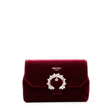 Merlot Velvet Mini Bag with Pearl and Crystal Buckle | Jimmy Choo (US)