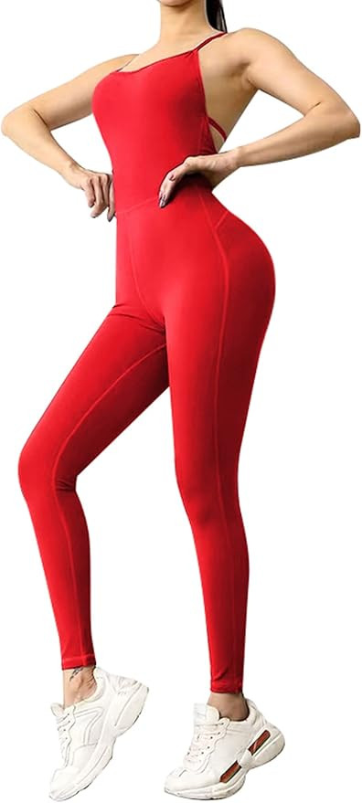 COOrun Women's Yoga Jumpsuit Backless Sports Romper Playsuit Sleeveless Gym Bodysuit | Amazon (US)