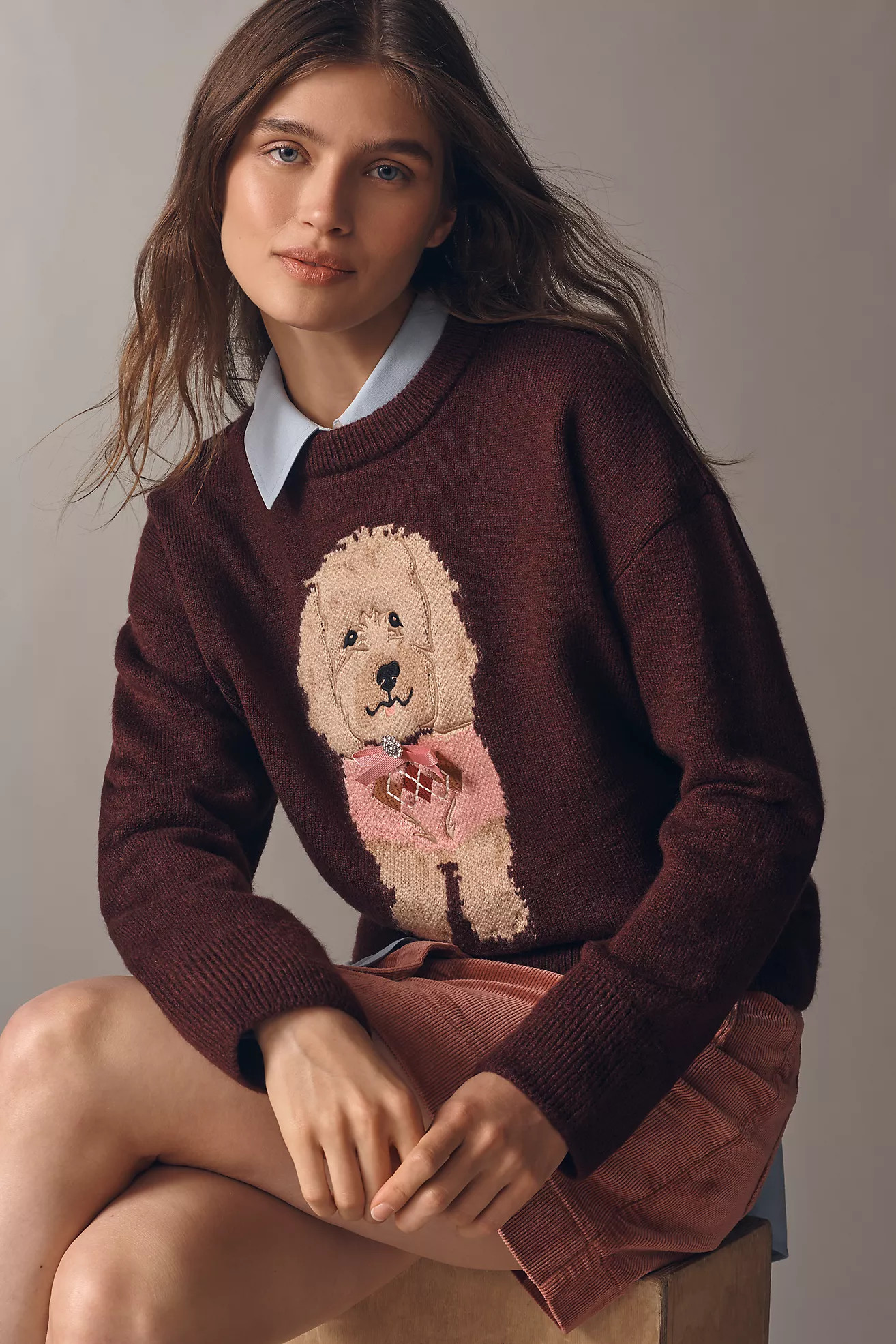 Maeve Crew-Neck Dog Icon Pullover Sweater | Anthropologie (US)
