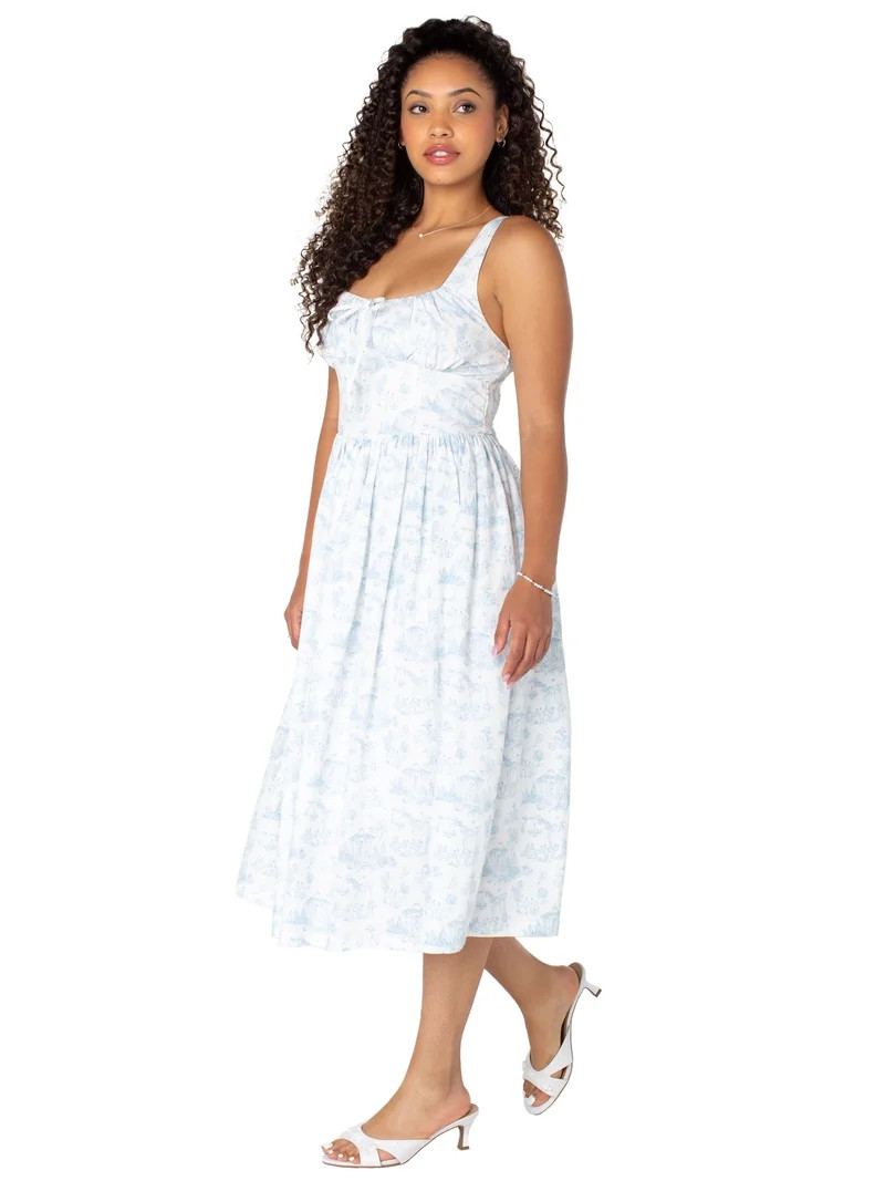 Bridgerton Celebrity Pink Women's and Women's Plus Basque Waist Midi Toile Dress, Sizes XS-4X | Walmart (US)