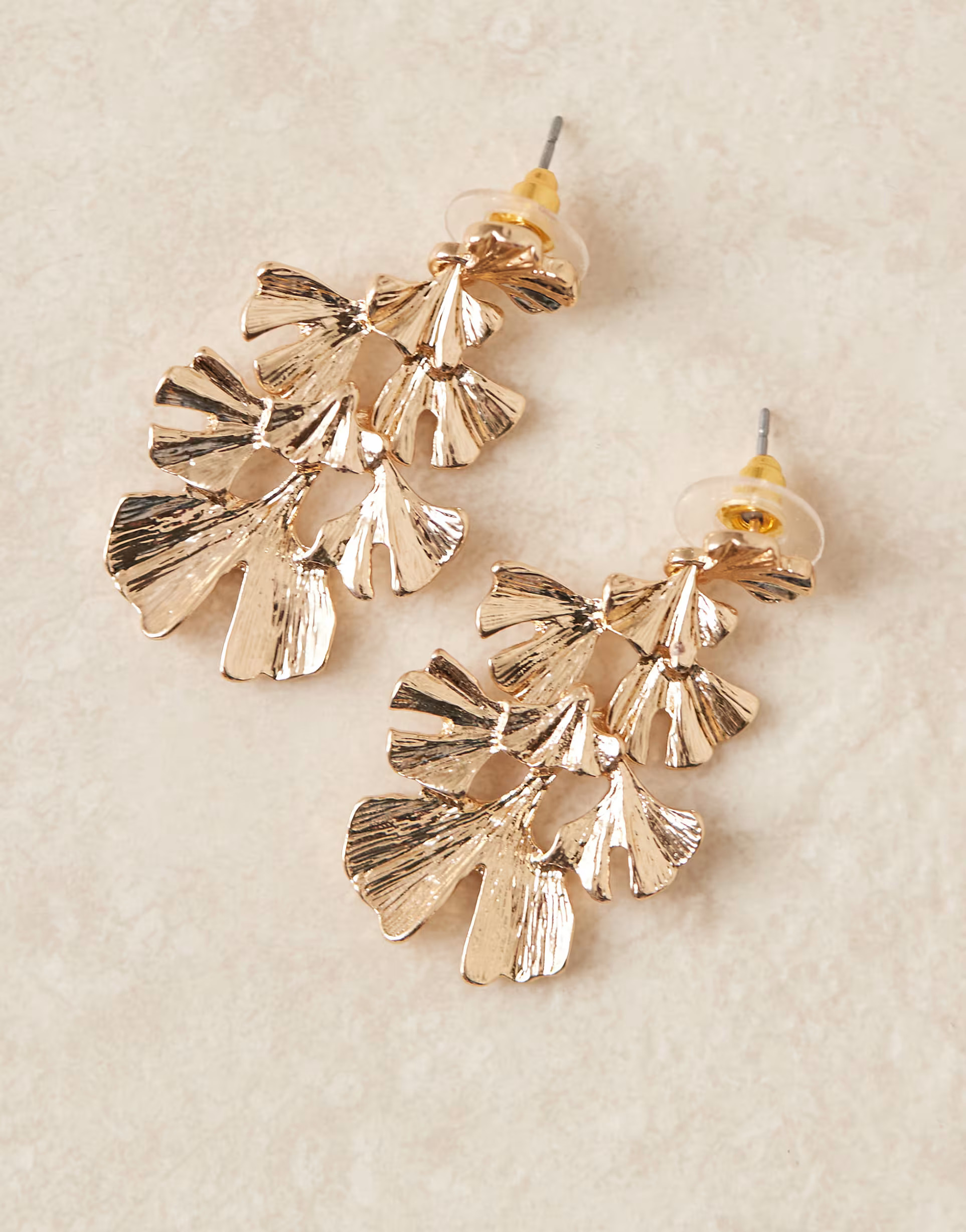 ASOS DESIGN drop earrings with multi petal detail in gold tone | ASOS (Global)
