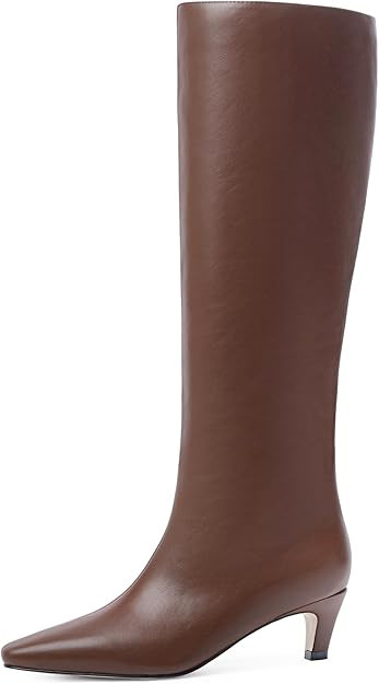 Modatope Knee High Boots Women Square Toe Kitten Heel Tall Boots Womens Fashion Long Boots | Amazon (US)