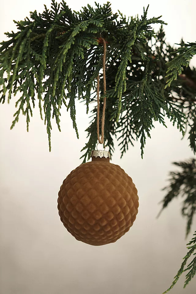Velvet Textured Glass Globe Ornament | Anthropologie (US)