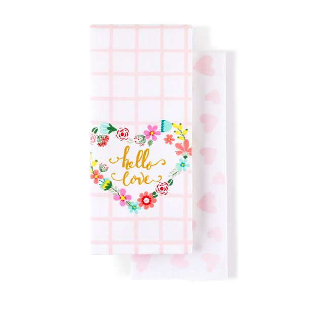 Way To Celebrate Hello Love Kitchen Towel Set, 15"W x 25"L, Set of 2 - Walmart.com | Walmart (US)