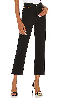 LEVI'S Ribcage Straight Ankle Jean in Black Sprout from Revolve.com | Revolve Clothing (Global)