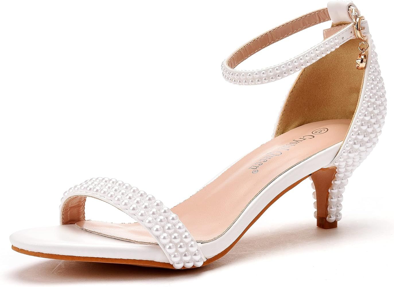 Crystal Queen Full Pearls Heels Sandals Stiletto Heels Peep Toe High Heel Sandals Pump Shoes For ... | Amazon (US)