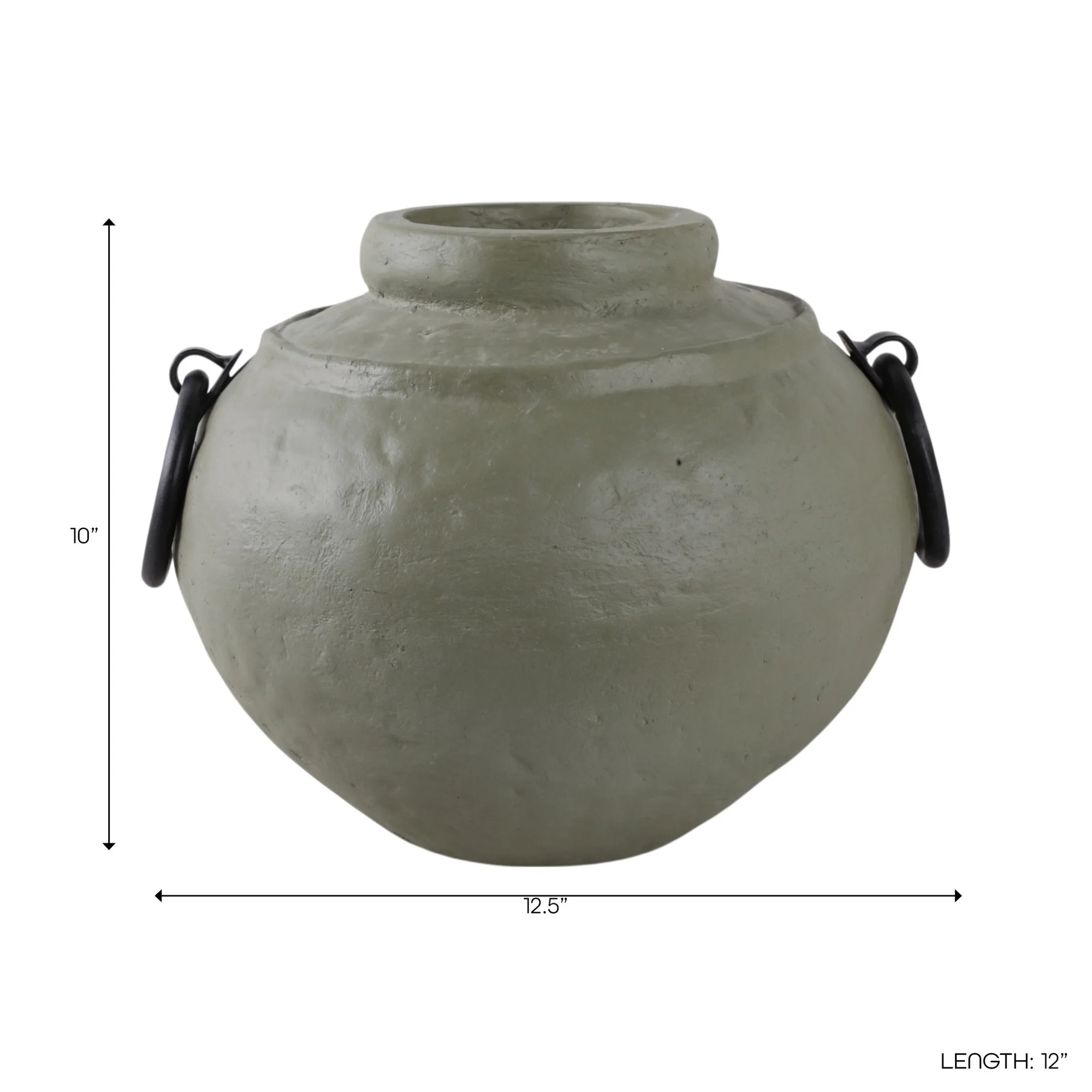 Round Ecomix Vase for Living Room and Home Decor - Metal Ring Handles and Textured Finish Flower ... | Walmart (US)