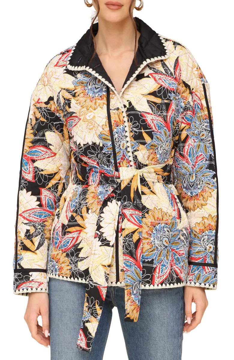 Avec Les Filles Embroidered Paisley Belted Quilted Jacket | Nordstrom | Nordstrom