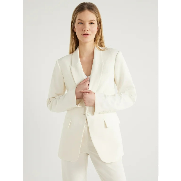 Scoop Women's Ultimate Crepe One Button Suit Blazer, Sizes XS-XXL | Walmart (US)