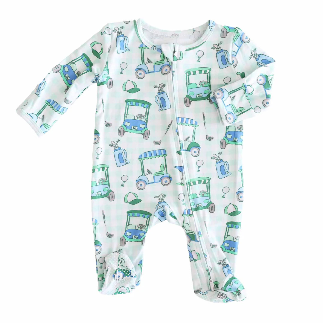 Birdie Babes Zipper Footie | Green | Caden Lane