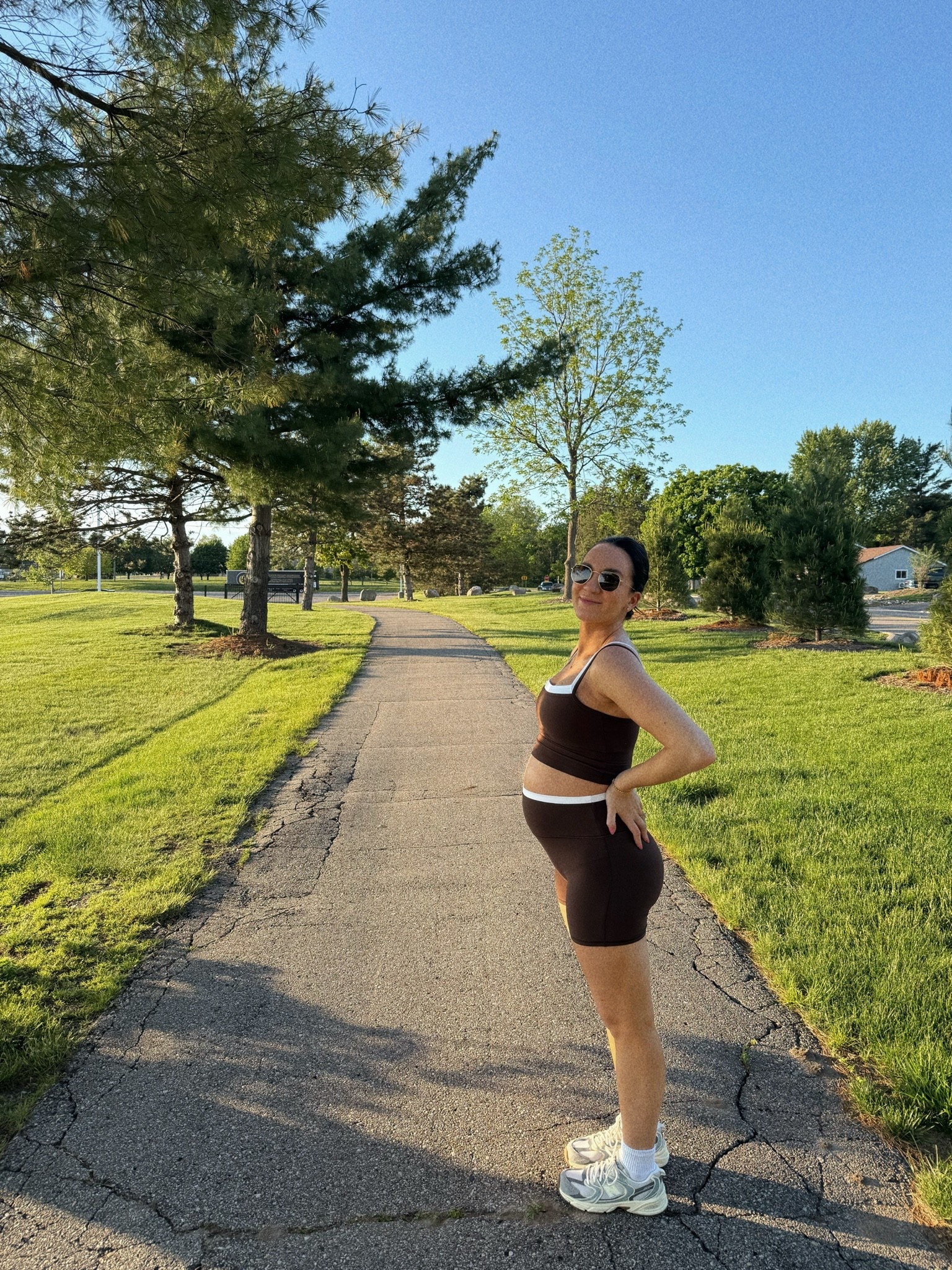 Wearing a medium in top and bottoms (sized up 2 sizes for pregnancy)

#LTKootd #LTKBump