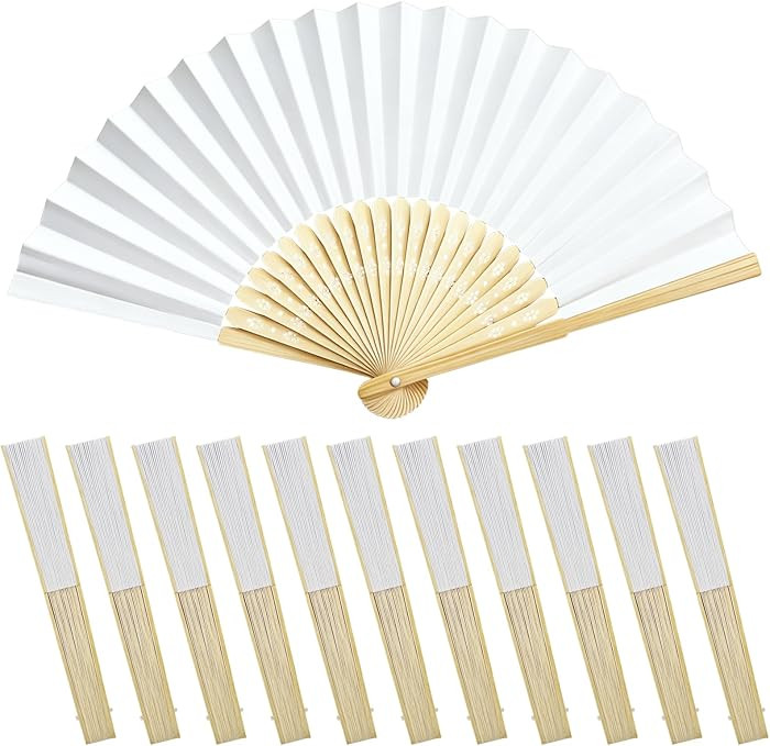 12 pack Elegant Celebration Premium Paper Hand Fans for Women, Foldable Bulk Handheld Fans for We... | Amazon (US)
