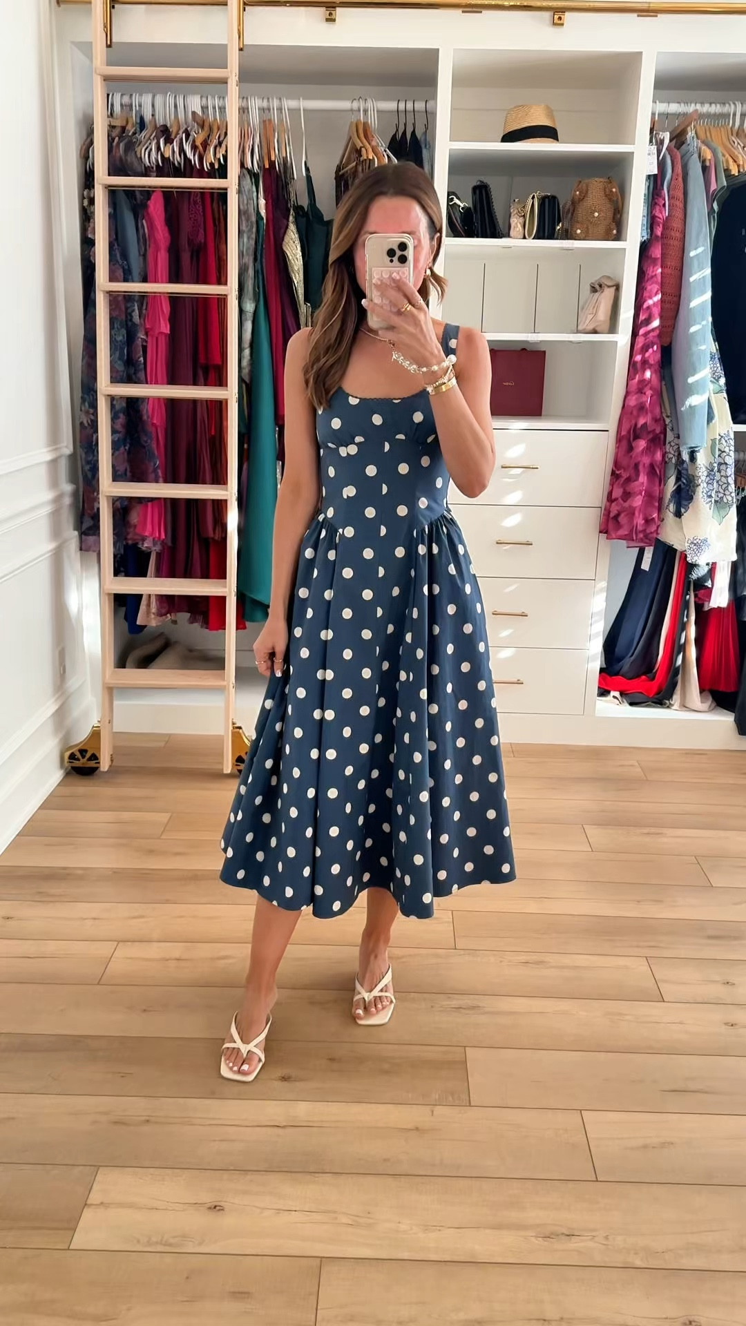 My church outfit of the day! Polka dot midi dress in XXS petite. Spring outfit. Resort wear. Vacation dress. Summer dress. Wedding shower dress. Baby shower dress. Cream strappy sandals are TTS. 


#LTKTravel #LTKootd #LTKWedding