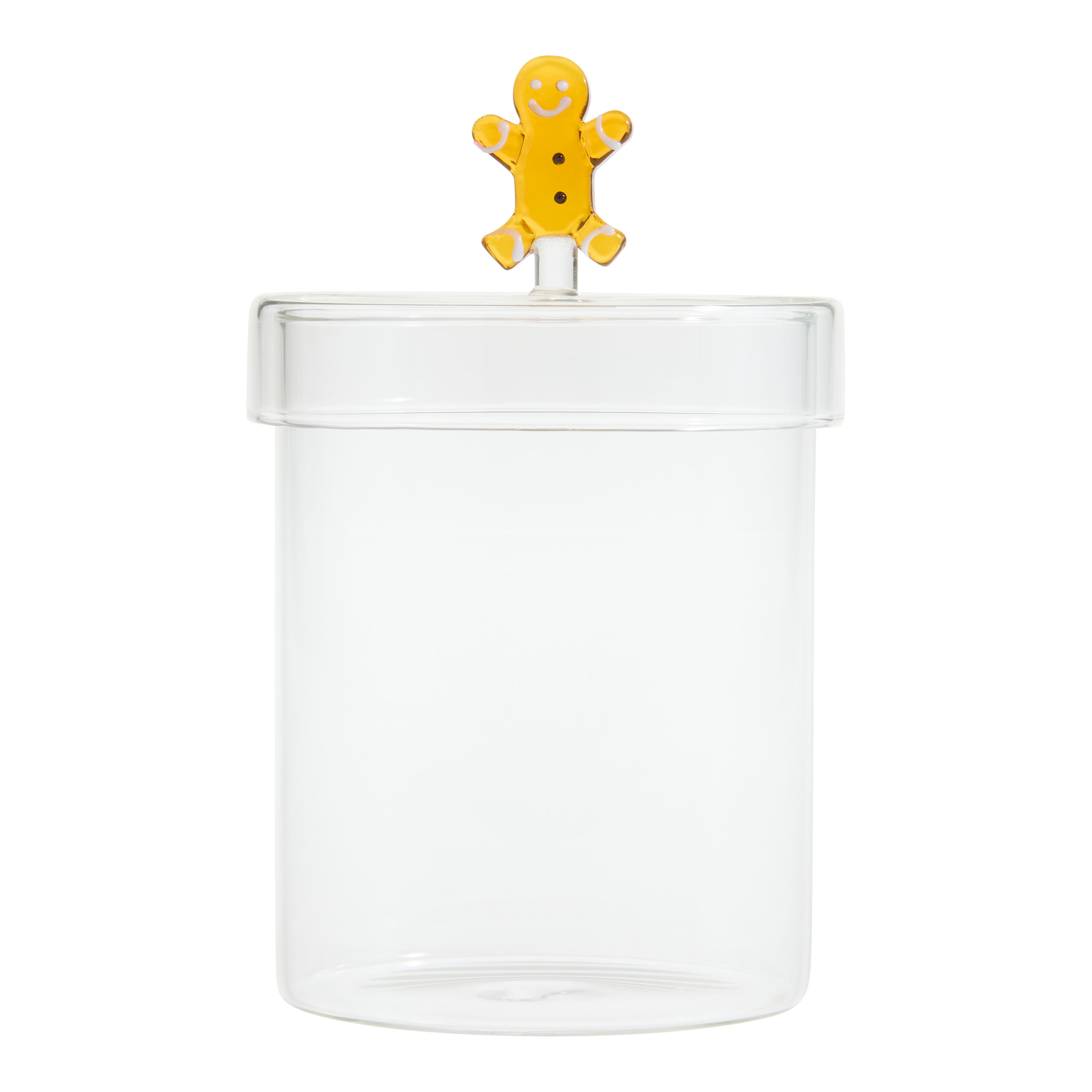Glass Gingerbread Man Figural Handle Storage Canister | World Market