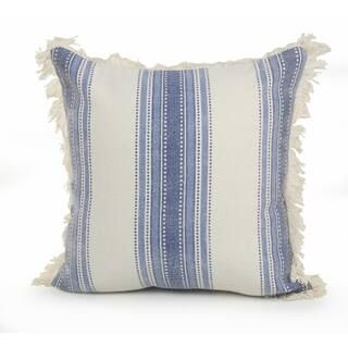 LR Home Coastal Blue / Cream 18 in. x 18 in. Striped Cotton Standard Throw Pillow PILLO07479TNVII... | The Home Depot