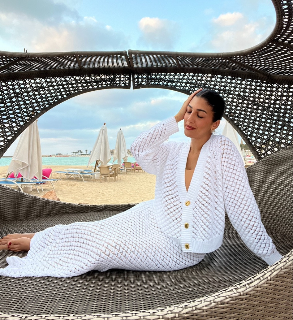 Meshki crochet skirt set in white