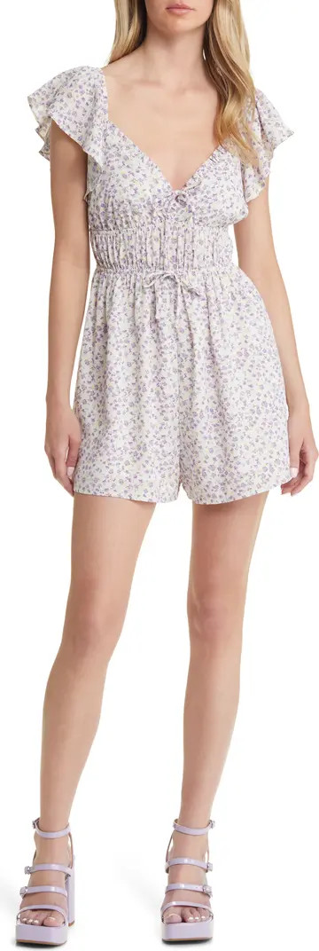 All in Favor Floral Flutter Sleeve Romper | Nordstromrack | Nordstrom Rack