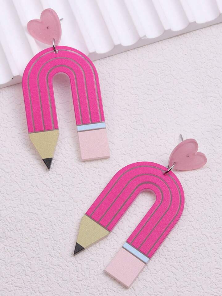 1pair Teacher Appreciation Week Pencil Shaped Earrings For Women | SHEIN