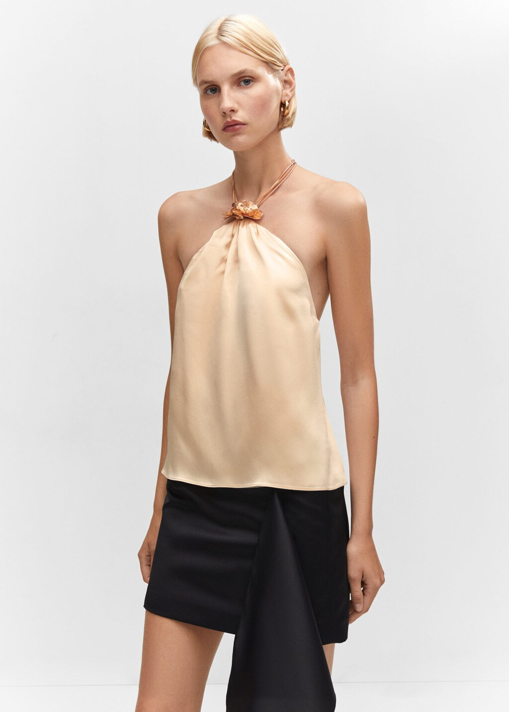 Metallic flower detail top -  Women | Mango USA | MANGO (US)