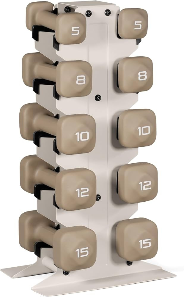 Tone Fitness Neoprene Dumbbell Set with Storage Rack \u2013 Non-Slip, Anti-Roll Hand Weights for ... | Amazon (US)