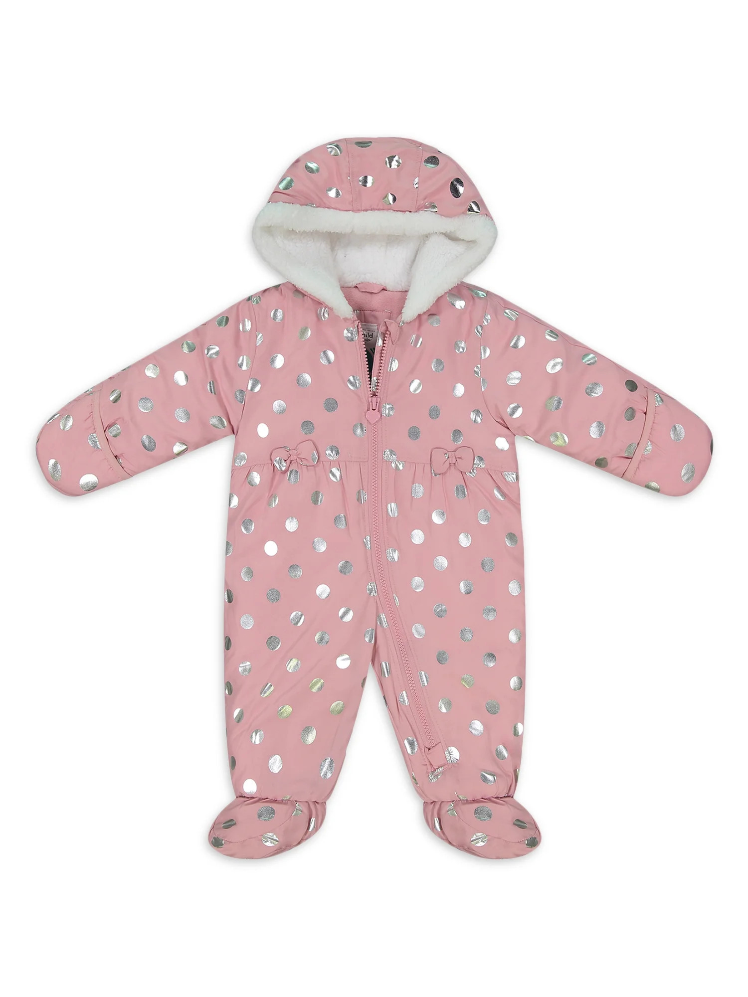 Child of Mine by Carter's Baby Girl Polka Dot Puffer Pram Snowsuit Bunting | Walmart (US)
