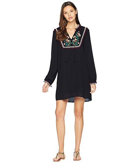 Jack by BB Dakota Tambourine Dream Embroidered Crinkle Rayon Dress | Zappos