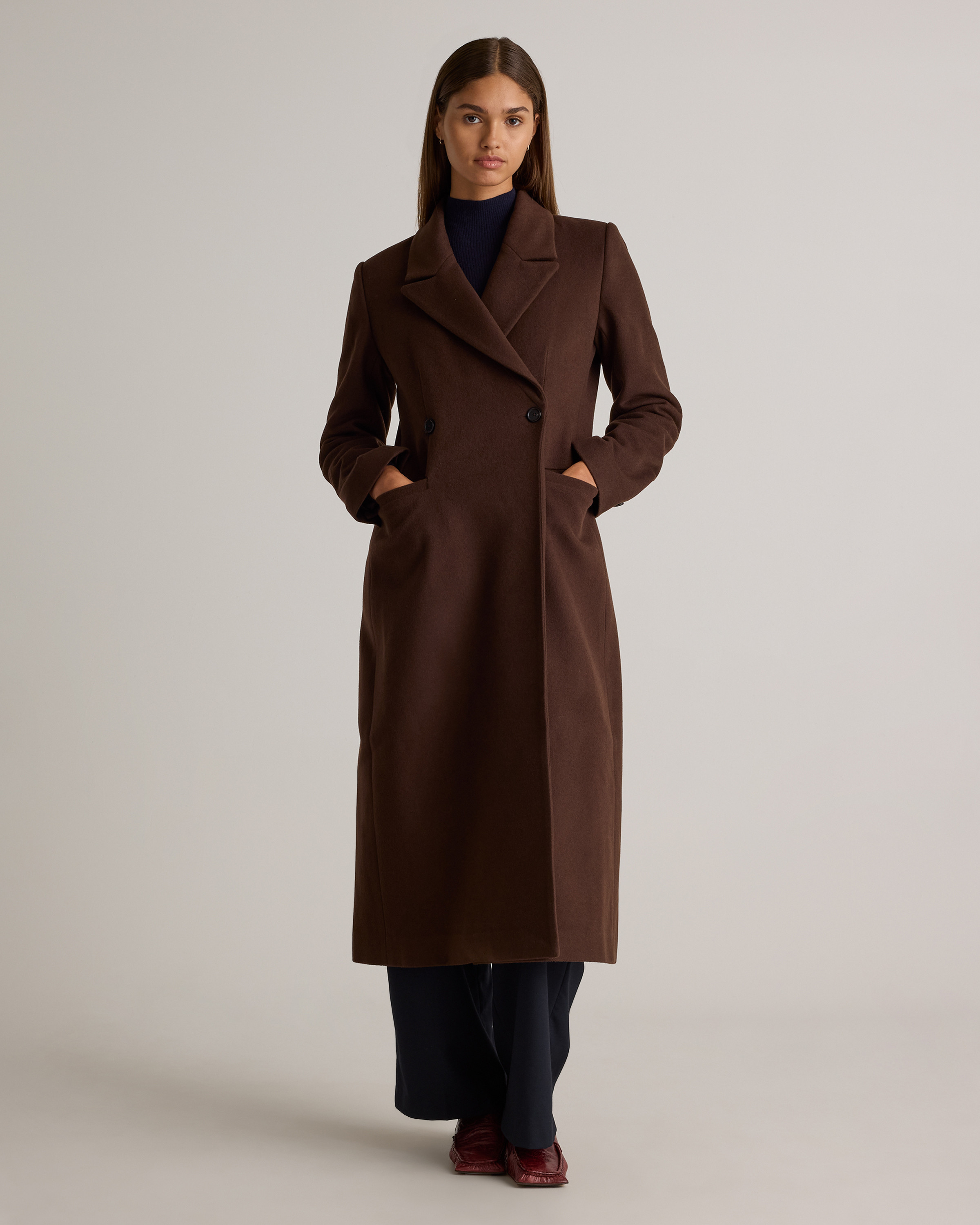 Quince | Women's Italian Wool Tailored Coat in Dark Chocolate, Size XL, Wool/Nylon | Quince
