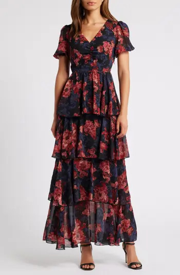 Floral Tiered Chiffon Dress | Nordstrom