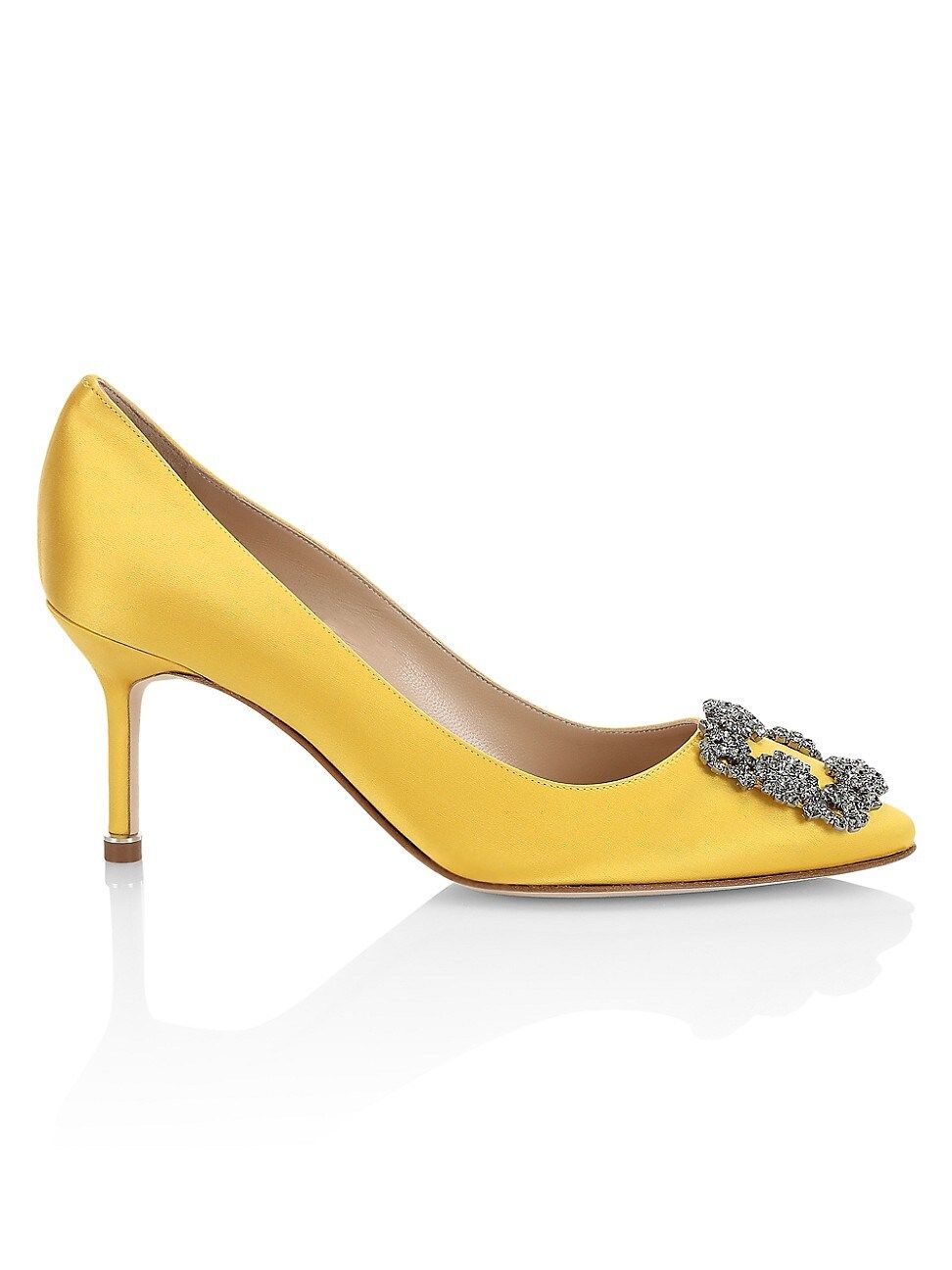 Manolo Blahnik Women's Hangisi 70 Embellished Satin Pumps - Bright Yellow - Size 8 | Saks Fifth Avenue