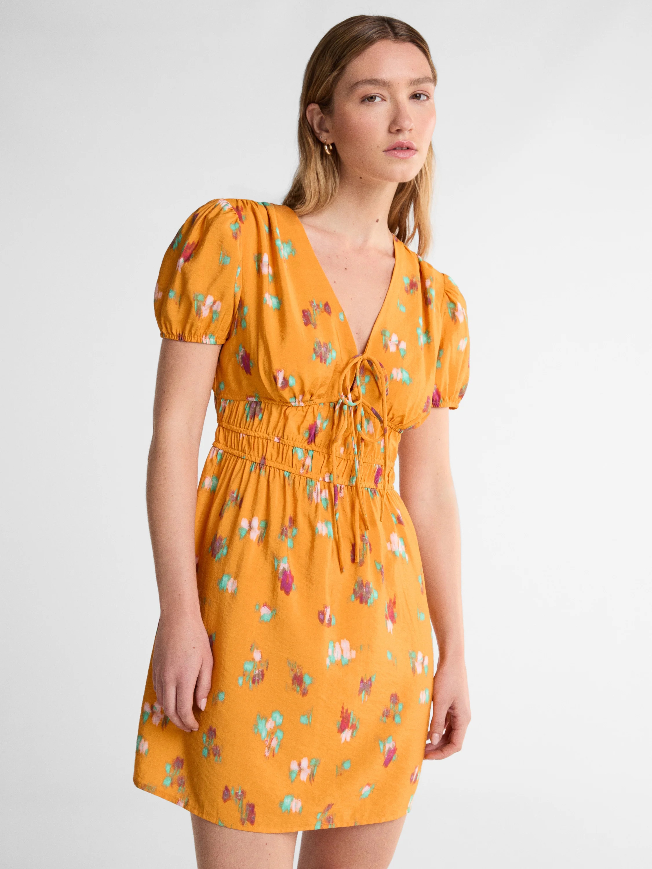 Scoop Women’s Mini Tie Dress with Puff Sleeves, Sizes XS-XXL | Walmart (US)