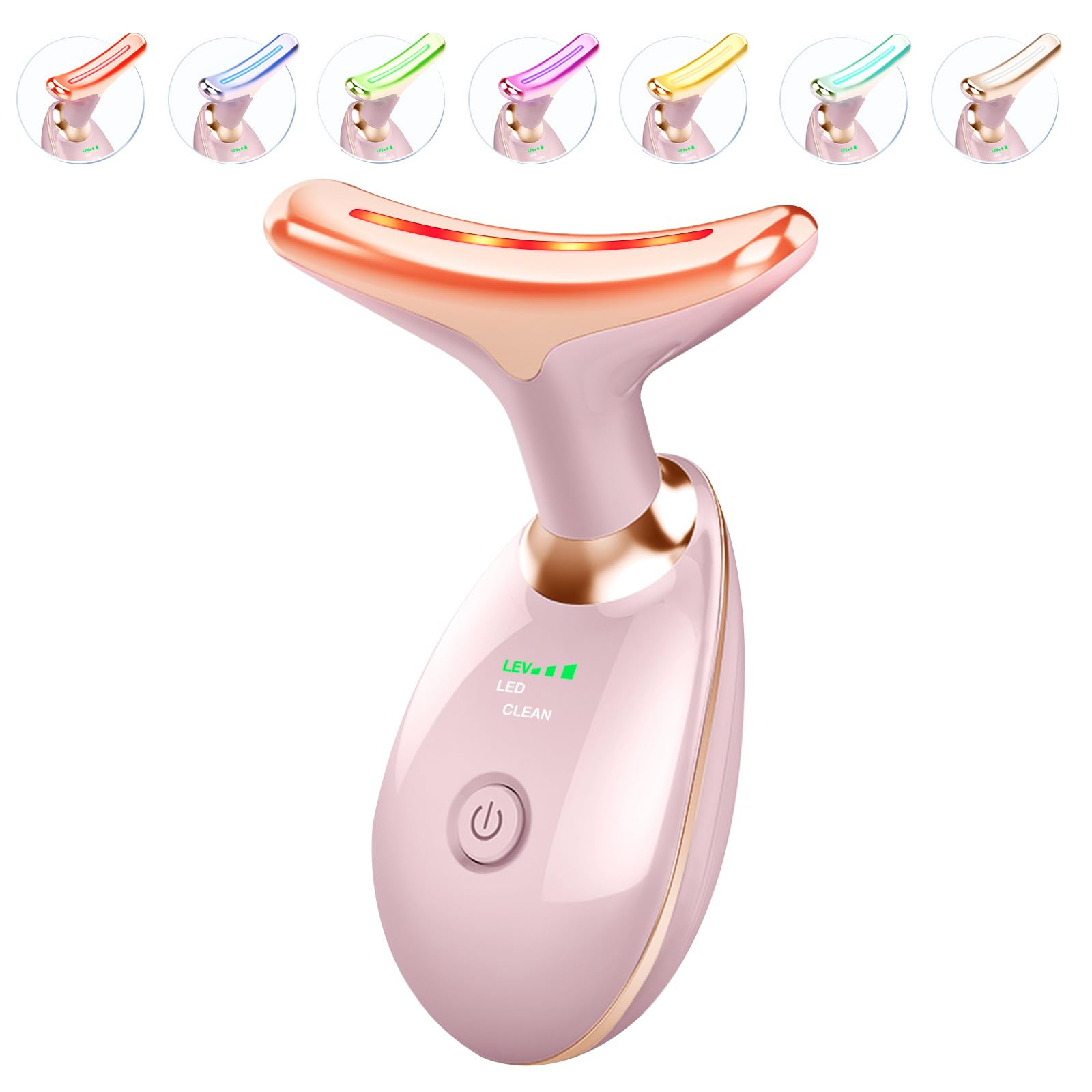 Light Based Face-Neck-Massager - 7 Color Portable Facial Massager for Skin Care, Glossy Pink | Amazon (US)