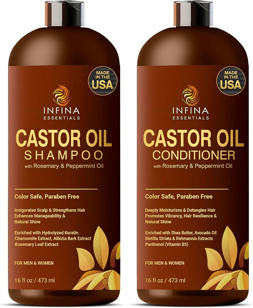 Castor Shampoo and Conditioner Set Hair Growth with Rosemary & Peppermint Oil - Cleanse, Strength... | Amazon (US)