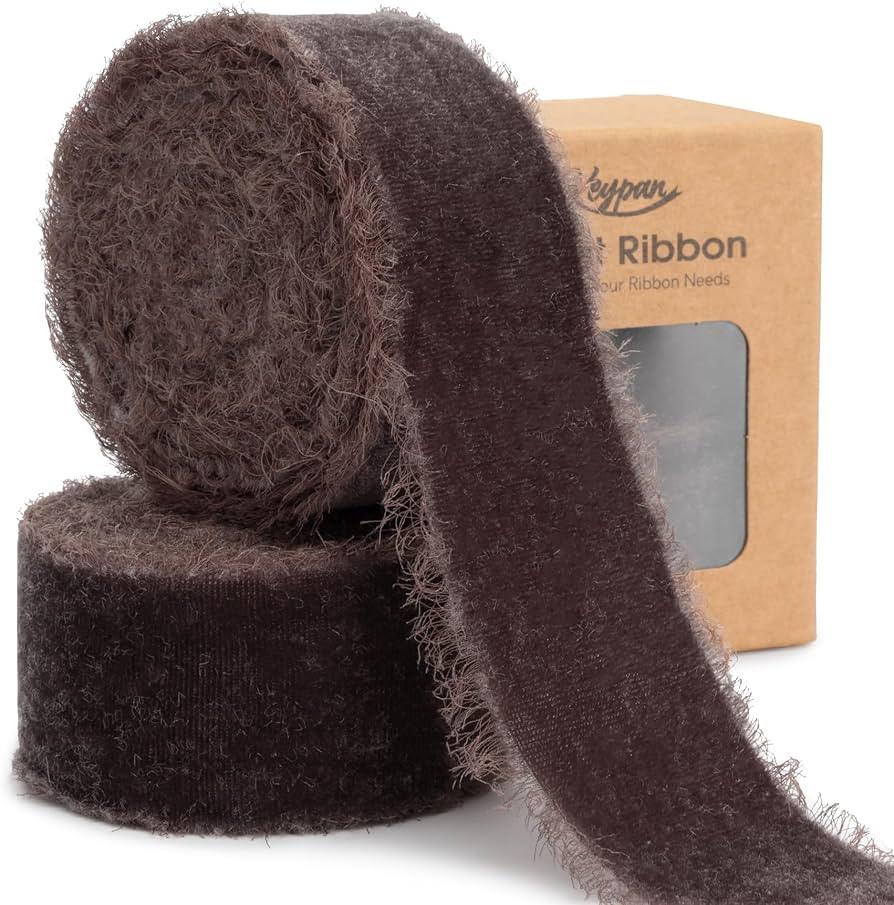 Brown Velvet Ribbon 1-1/2 Inch x 6 Yd Handmade Frayed Vintage Ribbons for Christmas Tree Home Dec... | Amazon (US)