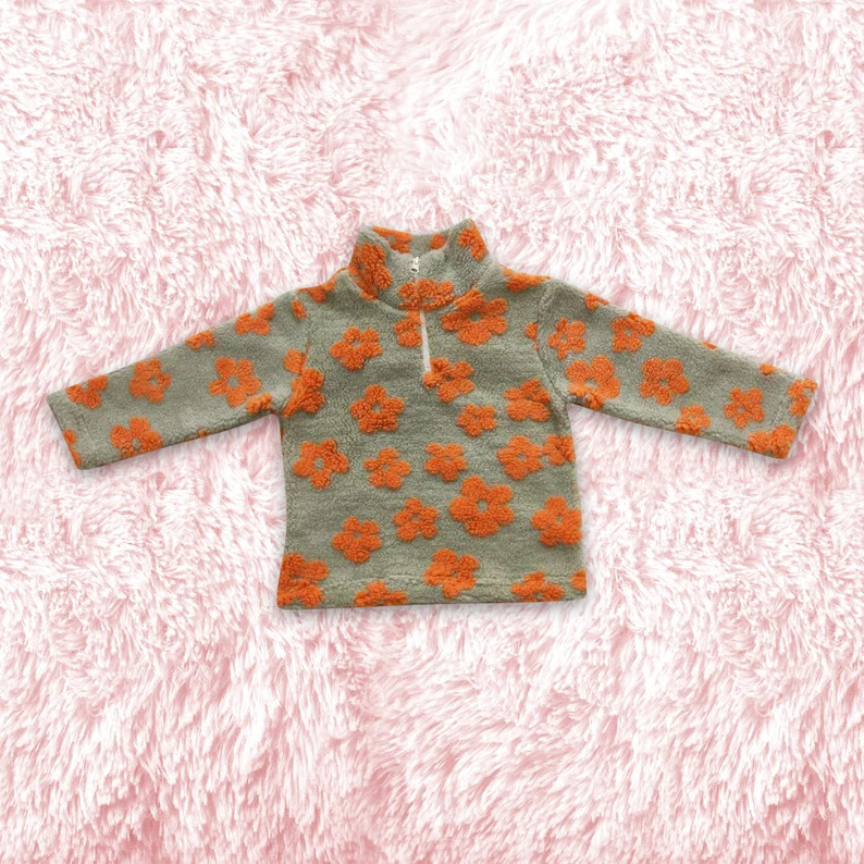 Toddler Girl Floral Sherpa Coat,baby Girl Winter Sherpa Coat,girl Winter Fur Coat,toddler Pullove... | Etsy (US)