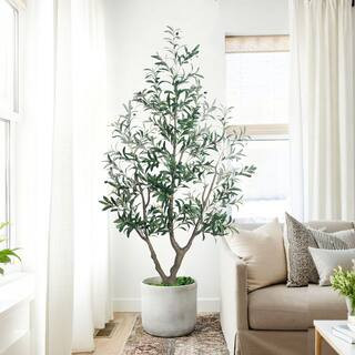 6 ft. Artificial Olive Tree Natural Wood Trunk & Lifelike Fruits Faux Olive Tree for Home Office ... | The Home Depot