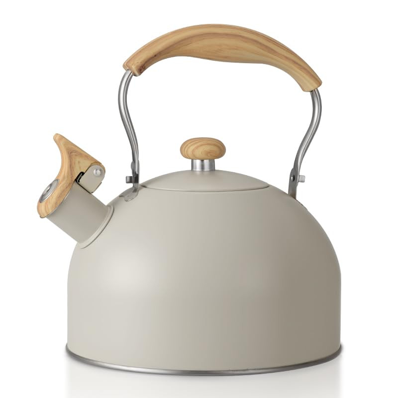 Stove Top Kettle, 2.5 Quart Whistling Kettle for Gas Hob with Wood Pattern Handle Loud Whistle Fo... | Amazon (UK)