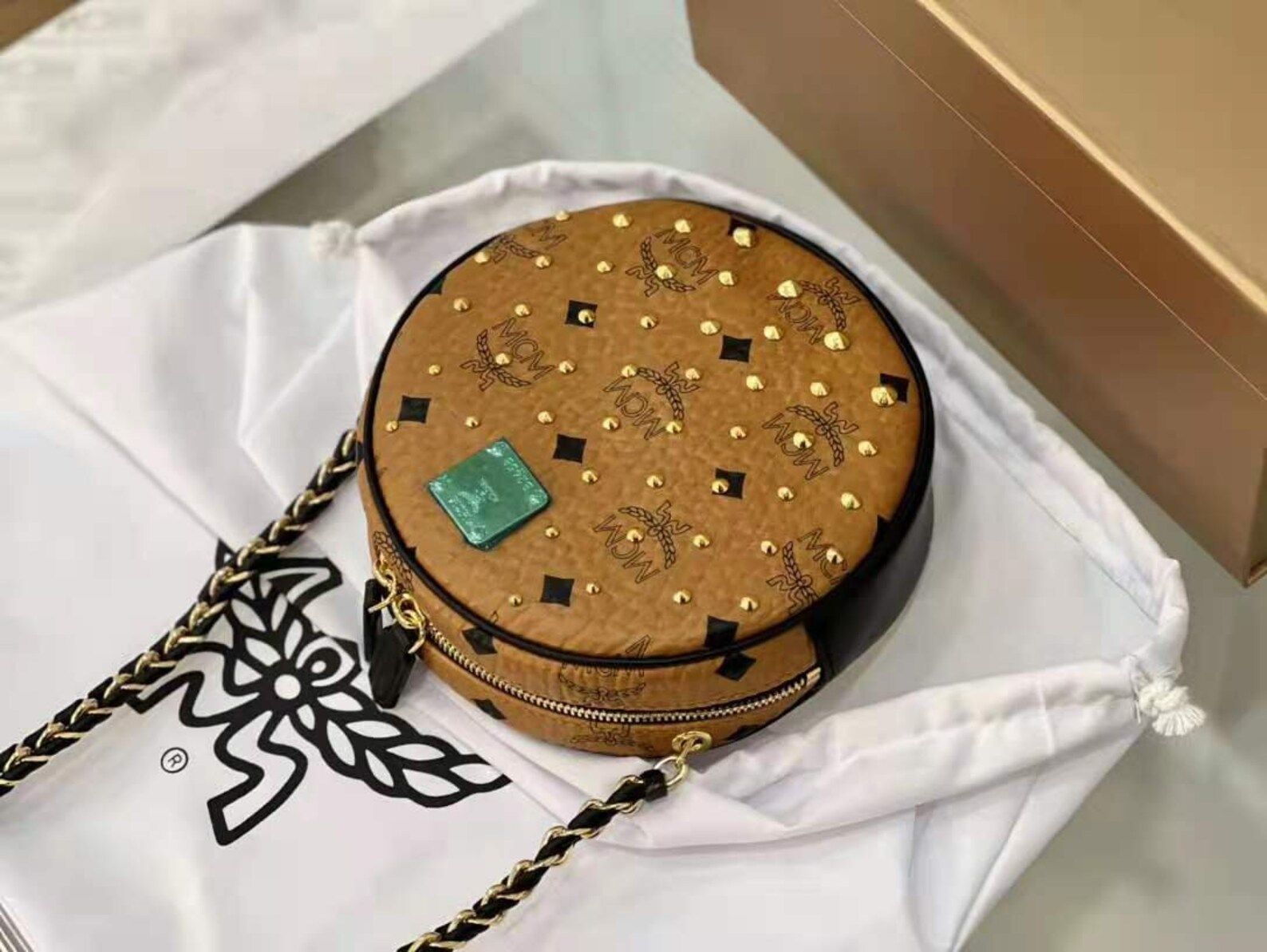 Super Mini Studded Round Clutch Messenger Bag MCM Round Cake | Etsy | Etsy (US)